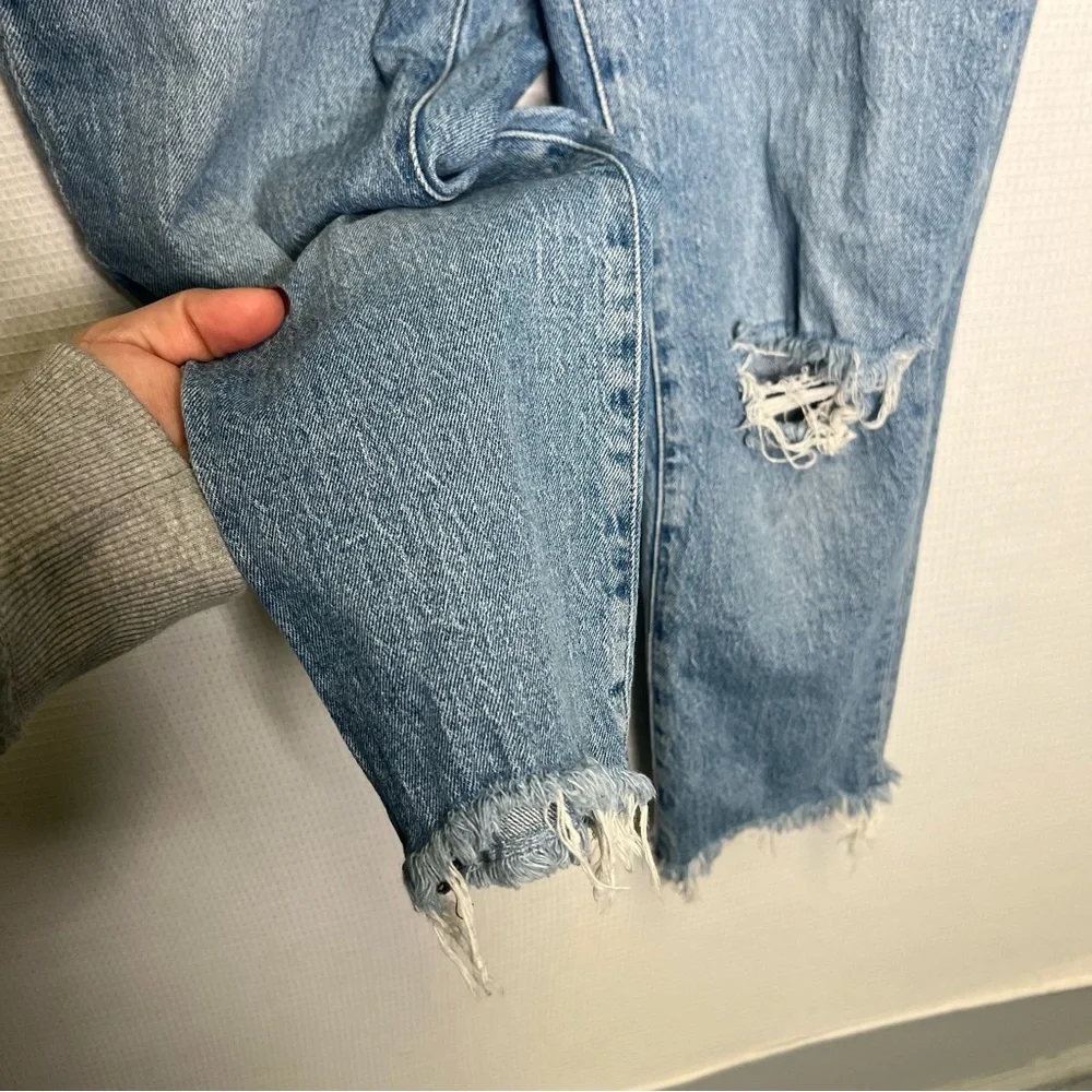 Madewell | Blue Ankle Cropped Jeans‎ with Frayed Hem 25 Boyfriend
